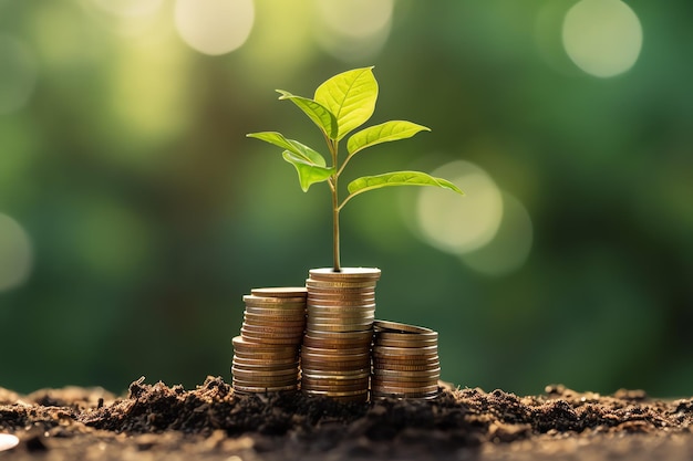 plant growing on coins tree growing from coins plant growing from coins