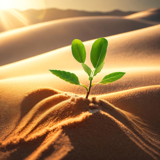 A plant growing in the desert