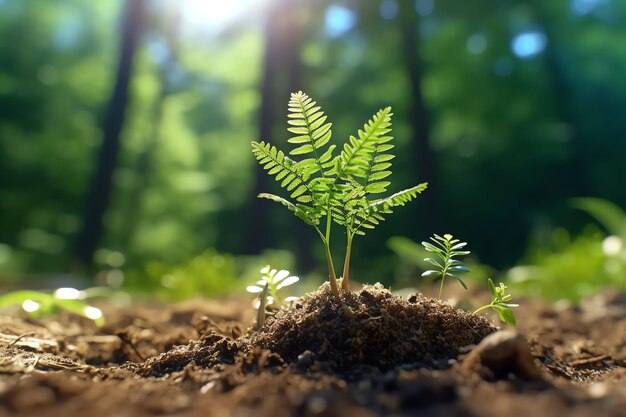 Foto pianta che cresce in terreni agricoli o foreste con la luce solare durante il giorno la pianta sta crescendo giornata mondiale della terra