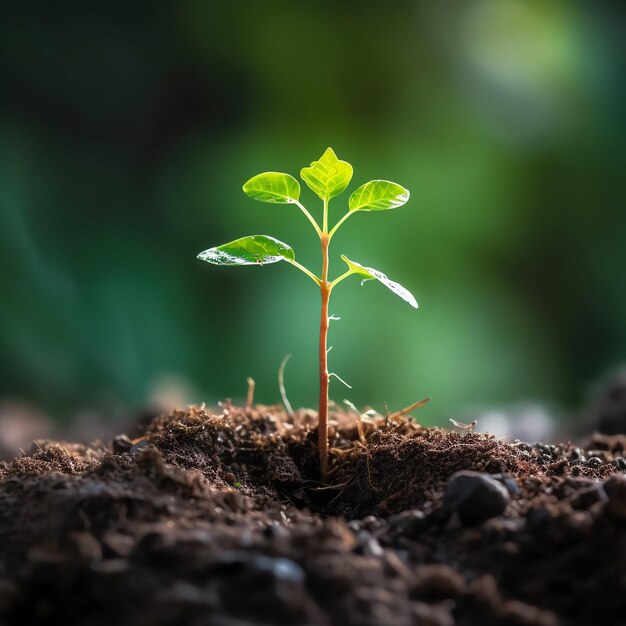 Foto pianta che cresce in terreni agricoli o foreste con la luce solare durante il giorno la pianta sta crescendo giornata mondiale della terra