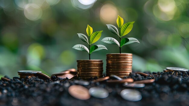 plant growing from coins