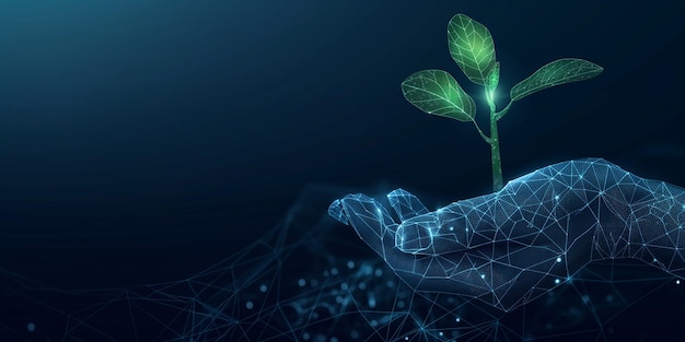 a plant growing in the hands of a woman
