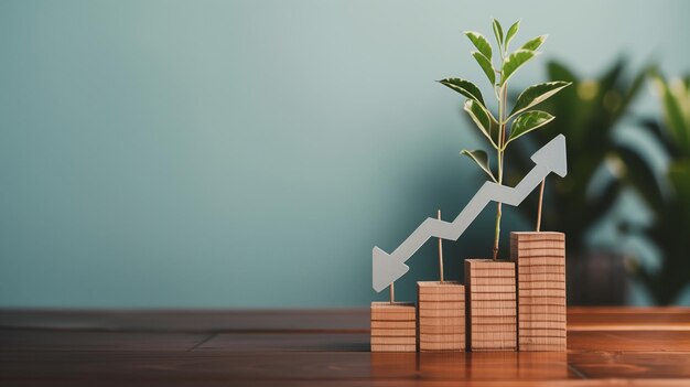 Photo a plant growing on a pile of wood with a line of numbers on it