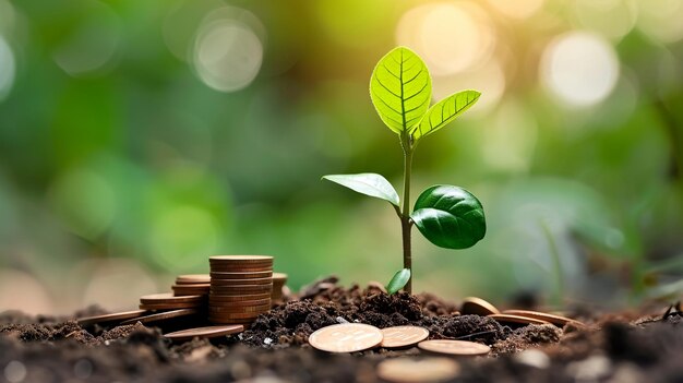 Plant Growing In Savings Coins Investment And Interest Concept AI Generated