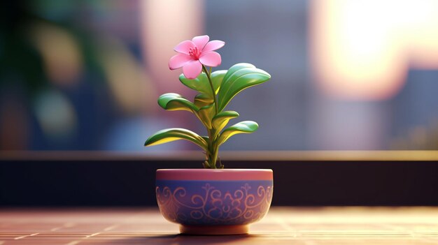 A plant growing in the soil with the sun shining on it