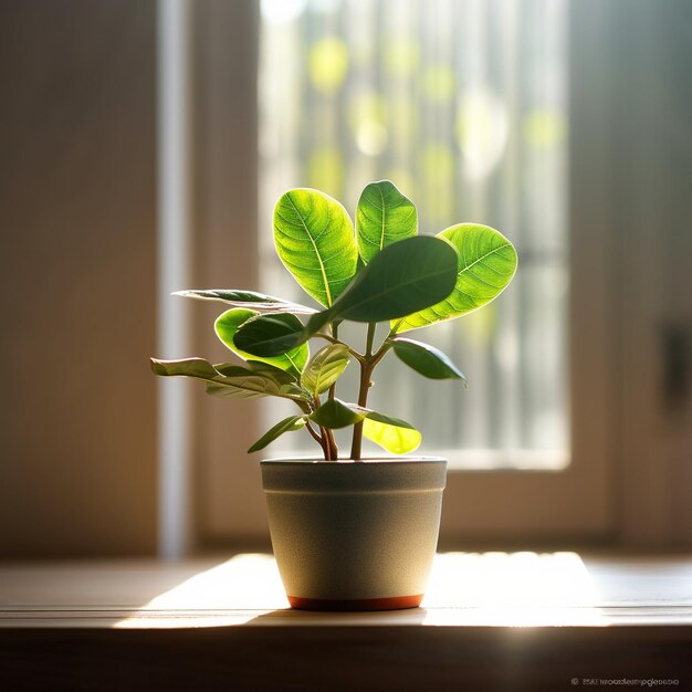 A plant growing in the soil with the sun shining on it