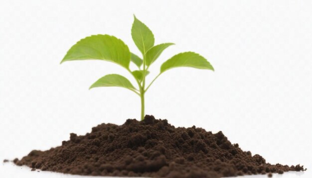 Photo a plant growing in a soil with a white background