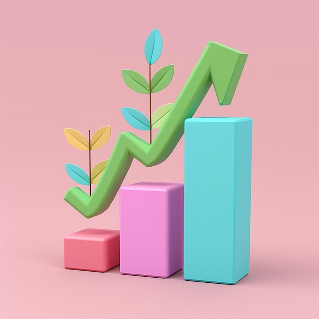 a plant growing up on a graph that is growing up