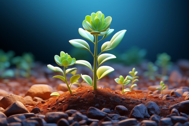 Plant Growth Among Rocks