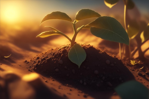 土壌中の植物の成長