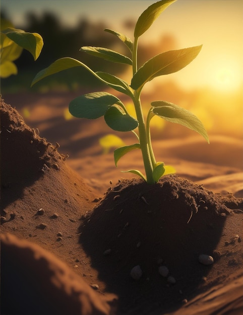 土壌中の植物の成長