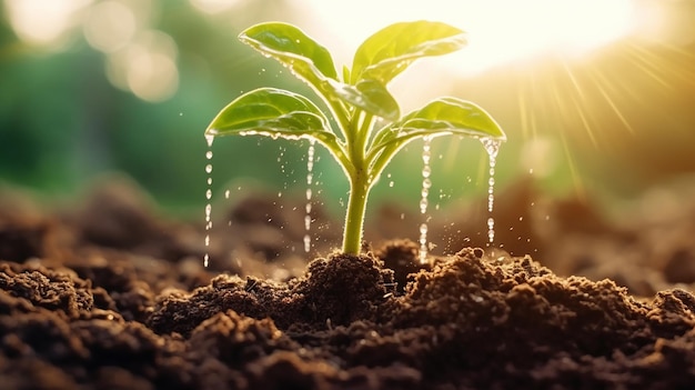 Plant growth with sunlight background