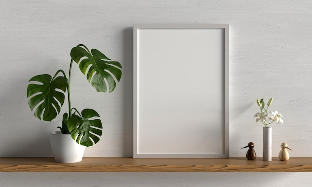 Plant in vaas en wit frame