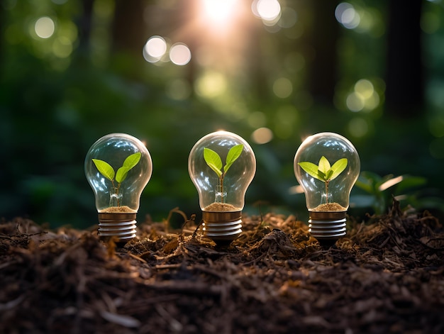 유리 램프 안의 식물 온실 개념 자연으로 돌아가는 녹색화 ai 생성 디자인