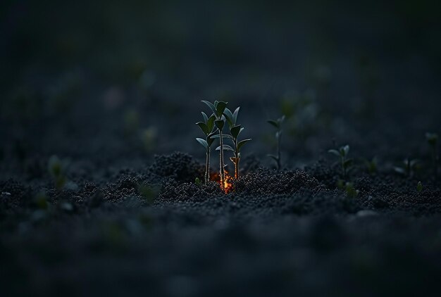 植物が地面から育つ