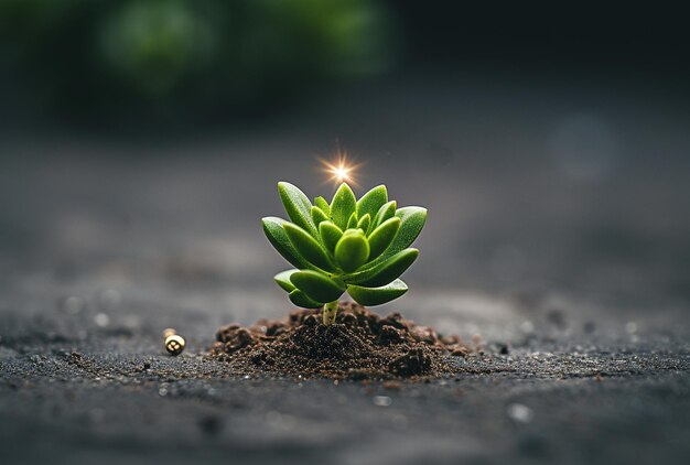 写真 植物が地面から育つ