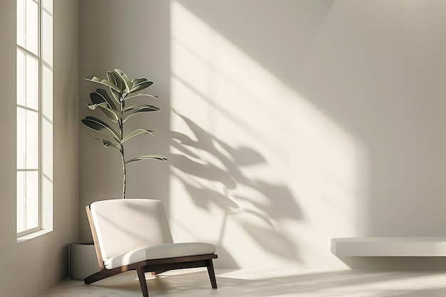 Photo a plant is in a white chair in front of a white chair