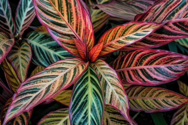 A plant or leaf Background of colorful vibrant tropical nature with Cordyline fruticosa leaves