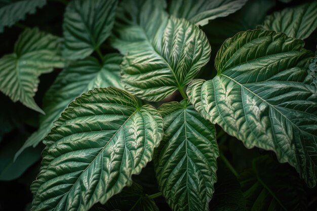 Plant leaf explosion with closeup of individual leaves each with unique patterns and textures