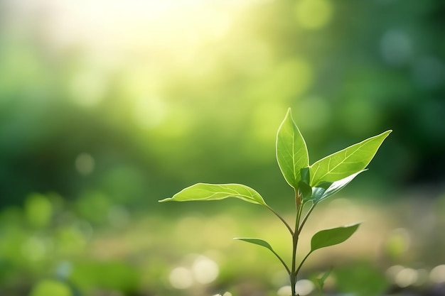 Plant met groene bladeren in het zonlicht