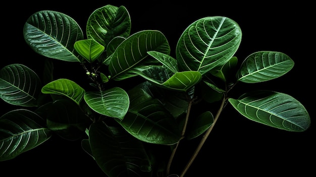 Plant met groene bladeren op een zwarte achtergrond 3