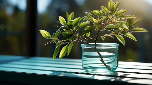 Plant op de vensterbank.