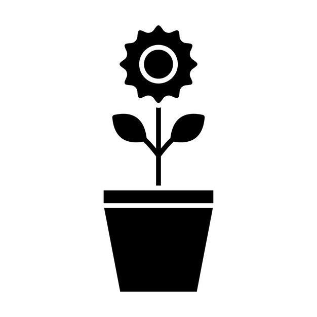 Plant Pot Glyph Solid Black Illustration