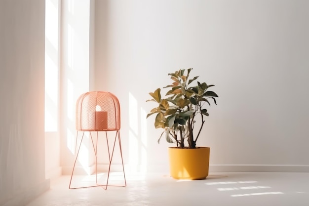 A plant in a pot next to a plant