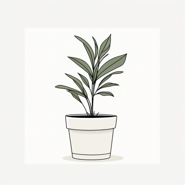 Plant in a pot Silhouette Vector illustration