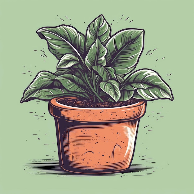 Adobe Illustrator で描かれた T シャツの植木鉢のベクトル図