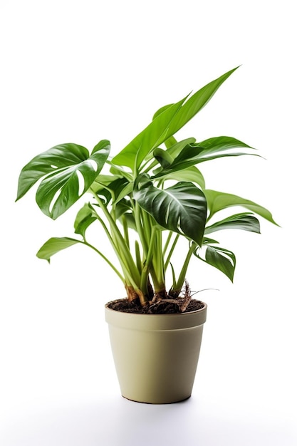 A plant in a pot on a white background