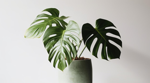 A plant in a pot with a large leaf