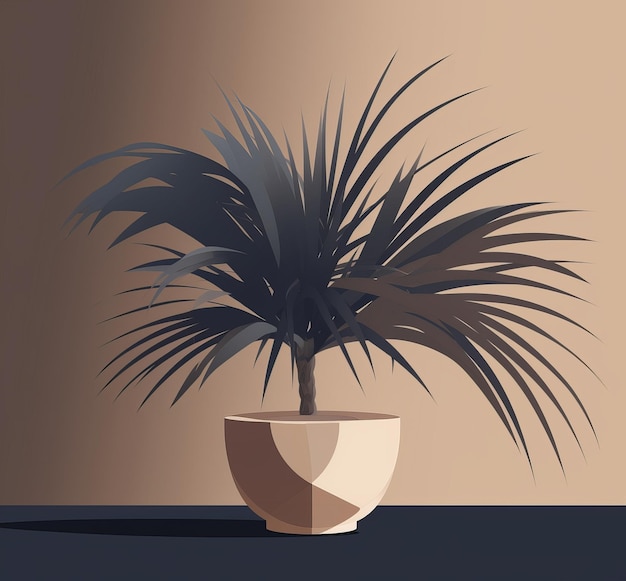 Растение в горшке с пальмовым листом внутри
