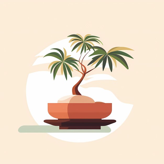 Photo a plant in a pot with a palm tree on it