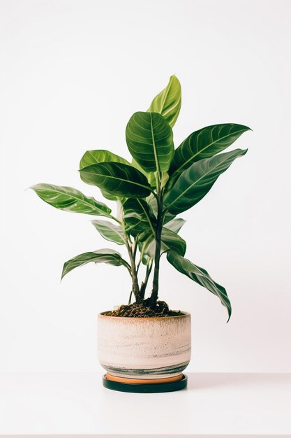 A plant in a pot with a white background