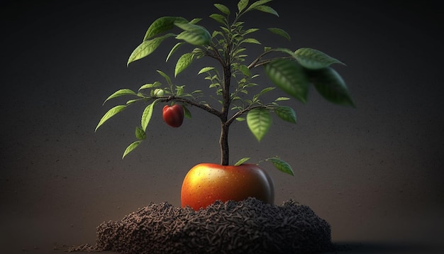 Plant small apple fruit tree seedling AI Generated