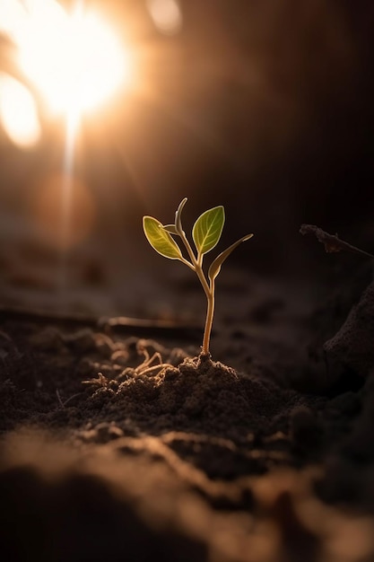 A plant sprouting from the ground