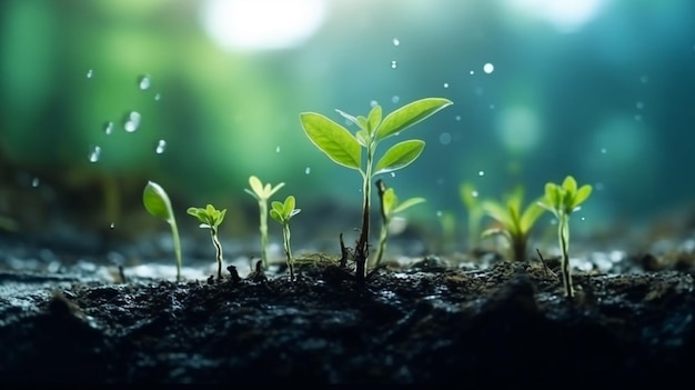 A plant sprouts in the dark