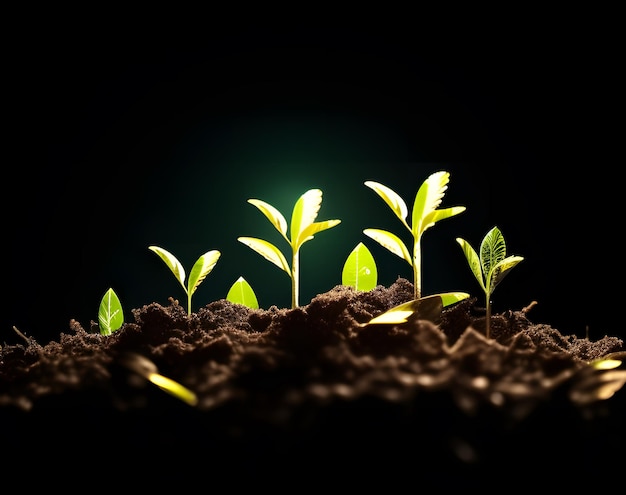 A plant sprouts in the dark