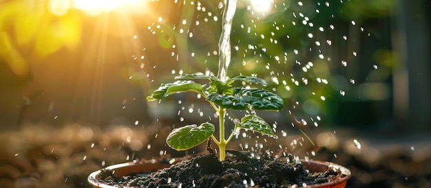 Photo plant sprouts from pot of dirt