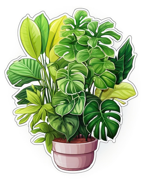 plant sticker design on white background