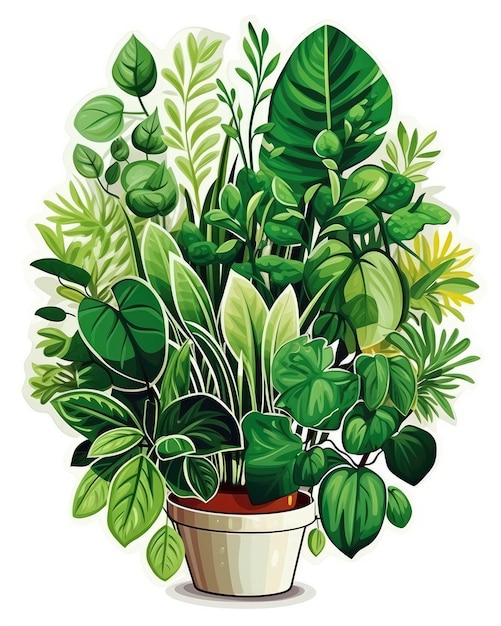 Plant sticker design on white background