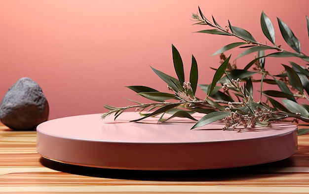 A plant on a table with a pink background