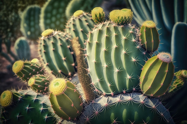 Plant van het cactusgeslacht Euphorbia canariensis in een botanische tuin