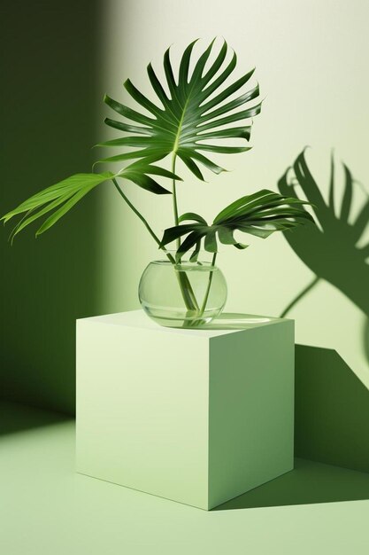 Photo a plant in a vase that has a green plant in it