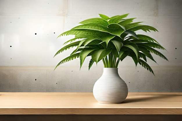 A plant in a white vase on a table