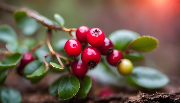 Photo a plant with berries and green leaves with the word  pomegra  on it