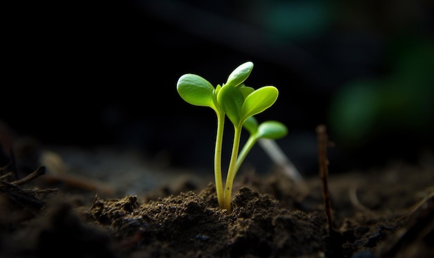 A plant with a dark background