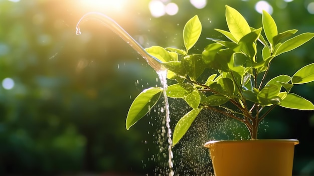 Photo a plant with a green leaf in the background