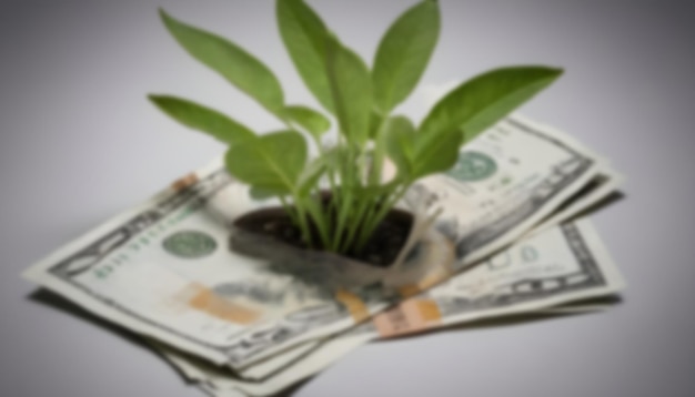 a plant with a green leaf on it is on a table